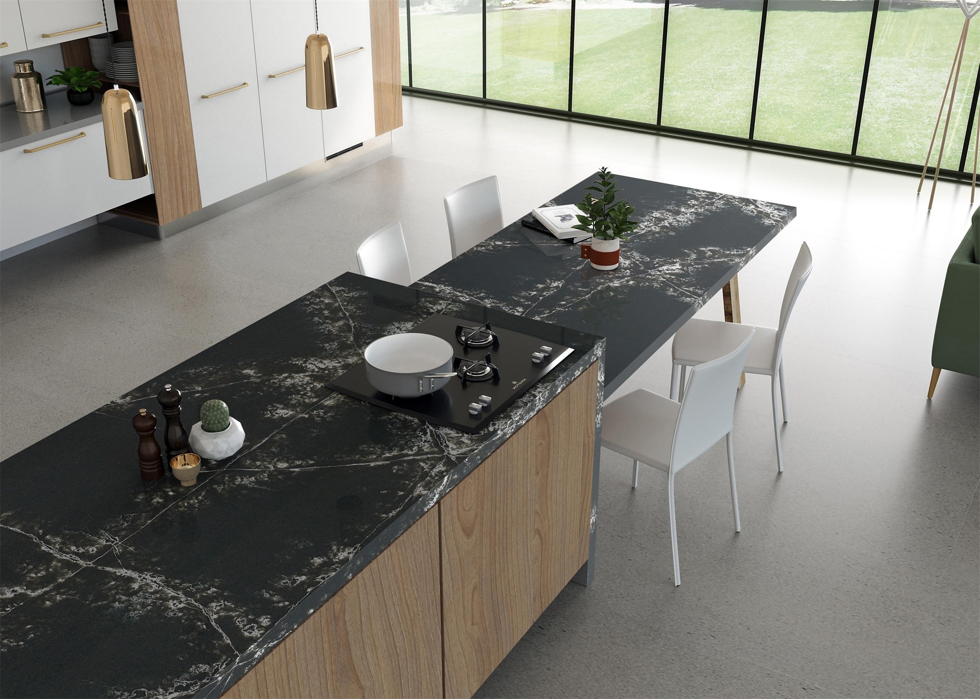 Graue QuarzKüchenCountertops mit hoher Dichte polierte ausgeführte