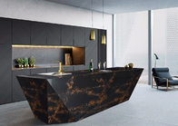 Küche Coutertop-Schwarz-künstlicher Quarz-Steinplatte mit goldenem Muster